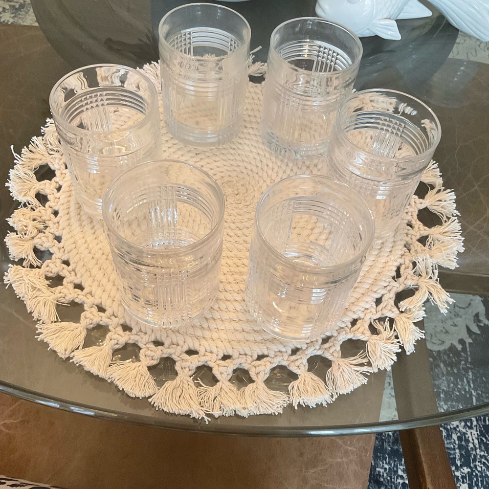 Ralph Lauren Glen Plaid Old Fashioned high ball glasses